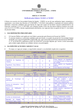 Edital retificado N&deg; 011/2015