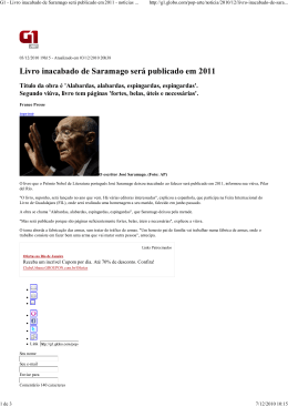 Livro inacabado de Saramago será publicado em 2011.