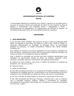 Livre Docente na Área de Esporte e Treinamento - FEF