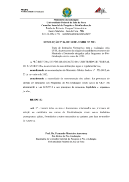 Instru&ccedil;&atilde;o Normativa para processos seletivos dos mestrados