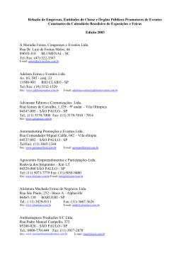 Rela&ccedil;&atilde;o de Empresas, Entidades de Classe e &Oacute;rg&atilde;os P&uacute;blicos