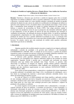 1 Produ&ccedil;&atilde;o de Sentido na Log&iacute;stica Reversa e Plantio Direto