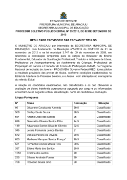 Edital n&ordm; 03/2013, resultado preliminar