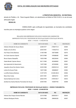 EDITAL DE HOMOLOGA&Ccedil;&Atilde;O DAS INSCRI&Ccedil;&Otilde;ES