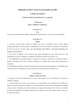 Acordo de Empresa entre o Banco de Portugal e a FEBASE