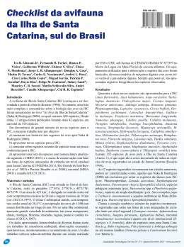 Checklist da avifauna da Ilha de Santa Catarina, sul do Brasil