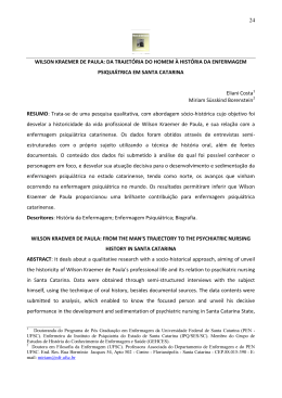 Wilson Kraemer de Paula - Hist&oacute;ria de Enfermagem: Revista