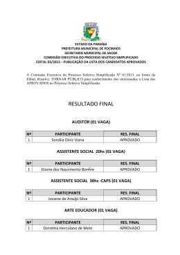 Clique aqui e confira a lista dos aprovados