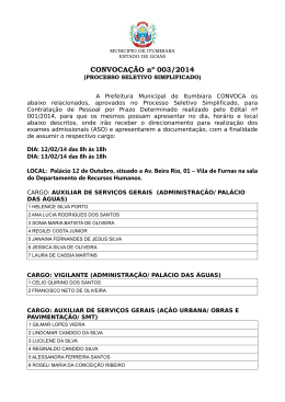 CONVOCAÇÃO nº 003/2014 - Prefeitura de Itumbiara