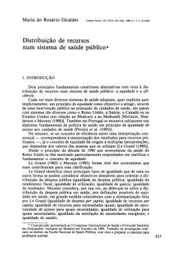 Distribui&ccedil;&atilde;o de recursos num sistema de sa&uacute;de