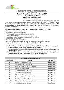 Resultado do Sorteio FIC - Segundo Semestre