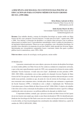 a disciplina sociologia no contexto das pol&iacute;ticas educacionais para