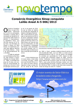 Consórcio Energético Sinop conquista Leilão Aneel A