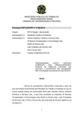 Processo PGT/CCR/nº 4158/2014 - Ministério Público do Trabalho