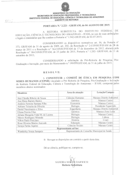 Composi&ccedil;&atilde;o do Comit&ecirc; de &Eacute;tica em Pesquisa com Seres