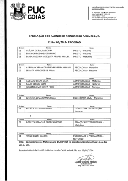 PONTIFÍCIA UNIVERSIDADE cATÓLIcA DE GoIÁs