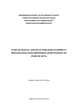 PLANO DE NEG&Oacute;CIO: AN&Aacute;LISE DE VIABILIDADE ECON&Ocirc;MICA E