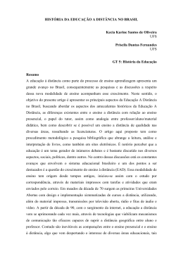 HIST&Oacute;RIA DA EDUCA&Ccedil;&Atilde;O A DIST&Acirc;NCIA NO BRASIL Kecia Karine