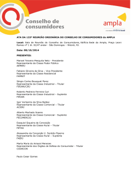 Ata 133ª Reunião Ordinária do Conselho de Consumidores