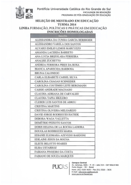 SELE&Ccedil;&Atilde;O DE MESTRADO EM EDUCA&Ccedil;&Atilde;O I TURMA 2014