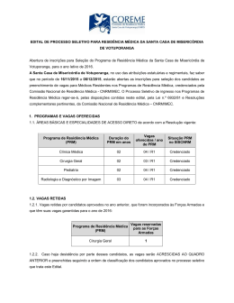 EDITAL DE PROCESSO SELETIVO PARA RESIDÊNCIA