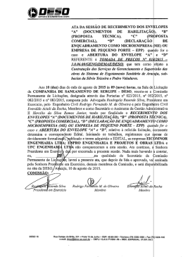 ATA DA SESSÃO DE RECEBIMENTO DOS ENVELOPES “A