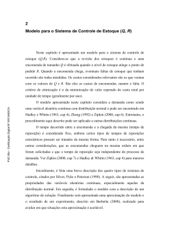 2 Modelo para o Sistema de Controle de Estoque (Q, R)