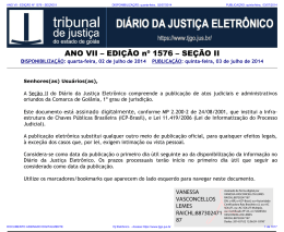 TJ-GO DIÁRIO DA JUSTIÇA ELETRÔNICO - EDIÇÃO 1576