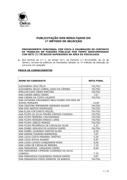 publicita&ccedil;&atilde;o dos resultados do 1&ordm; m&eacute;todo de selec&ccedil;&atilde;o