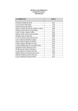 DEFESA DO PROJETO CANDIDATO NOTA Graziela Cláudia da