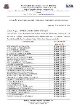 Inscri&ccedil;&otilde;es homologadas