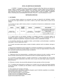 Processo Seletivo para provimento da fun&ccedil;&atilde;o de Analista