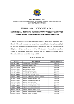 6. Edital n 13.2015. relacao inscricoes deferidas Seletivo agronomia