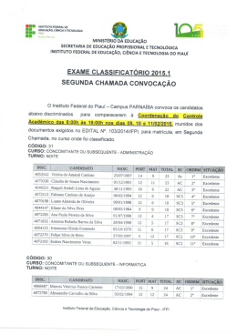 Parnaíba - 2ª chamada - Instituto Federal de Educação, Ciência e