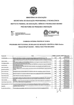 Resultado pós-recurso – Chamada 1 (13/8/2014)