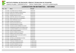 LICENCIATURA EM MATEM&Aacute;TICA - NOTURNO