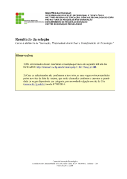 Resultado da sele&ccedil;&atilde;o