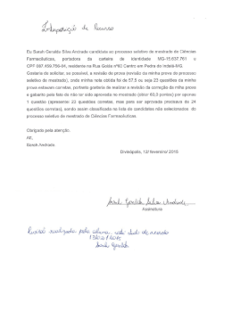 Eu Sarah Geralda Silva Andrade candidata ao processo