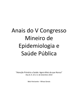 Anais do V Congresso Mineiro de Epidemiologia e Sa&uacute;de P&uacute;blica