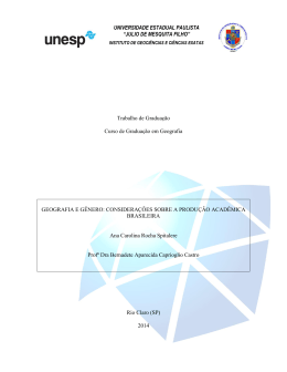 Geografia e g&ecirc;nero: considera&ccedil;&otilde;es sobre a produ&ccedil;&atilde;o acad&ecirc;mica