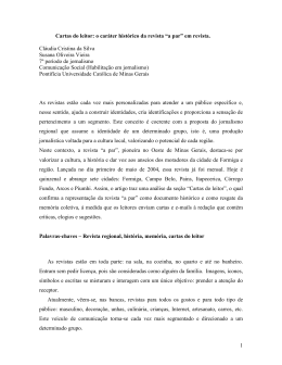1 Cartas do leitor: o car&aacute;ter hist&oacute;rico da revista &ldquo;a par&rdquo; em revista