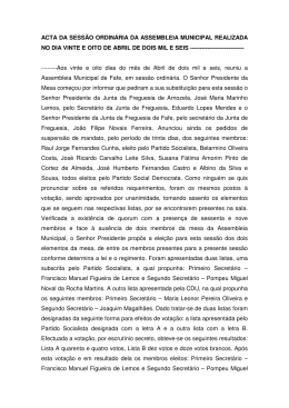 acta da sess&atilde;o ordin&aacute;ria da assembleia