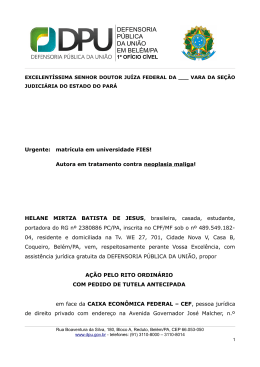 Peti&ccedil;&atilde;o inicial - Defensoria P&uacute;blica da Uni&atilde;o