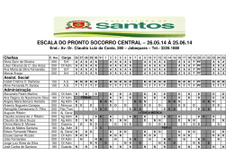 ESCALA DO PRONTO SOCORRO CENTRAL &ndash; 26.05.14 &Agrave; 25.06.14