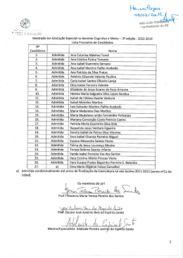 lista provisória de candidatos admitidos ao mestrado de educação