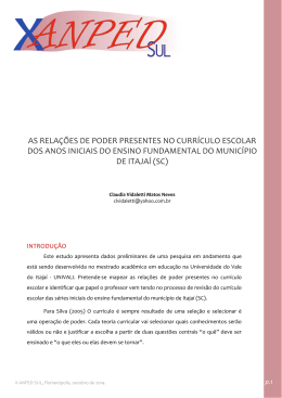 as rela&ccedil;&otilde;es de poder presentes no curr&iacute;culo escolar