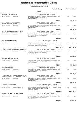 Relatório de fornecimentos: Diárias 2012
