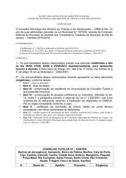 CMDCA-Rio, no uso de suas atribuições previstas na Lei Muni