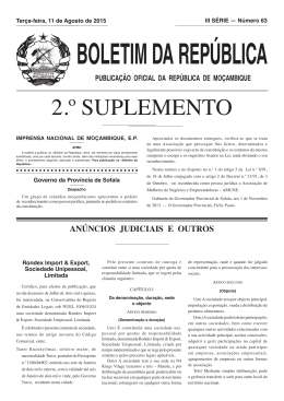 2.&ordm; SUPLEMENTO - Portal do Governo de Mo&ccedil;ambique