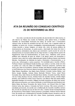 Acta da reuni&atilde;o de 21 de novembro de 2012 Acta da reuni&atilde;o de 21